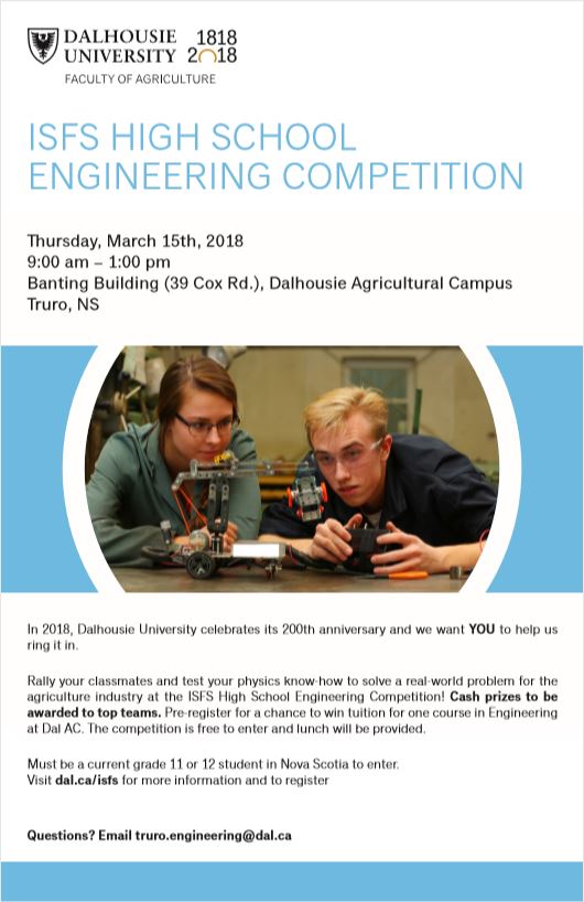 High school Engineering Competition Precision Agriculture Research Program Dalhousie University